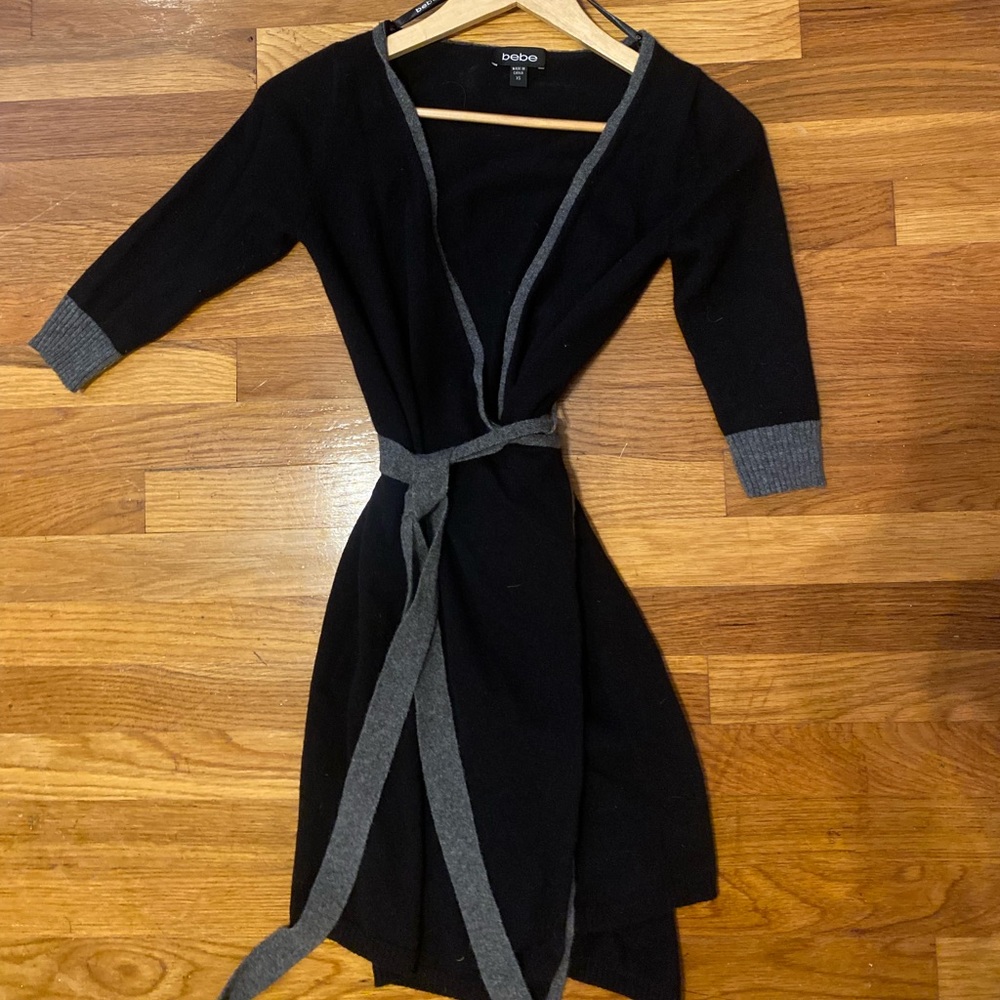 100% Cashmere BeBe black wrap sweater